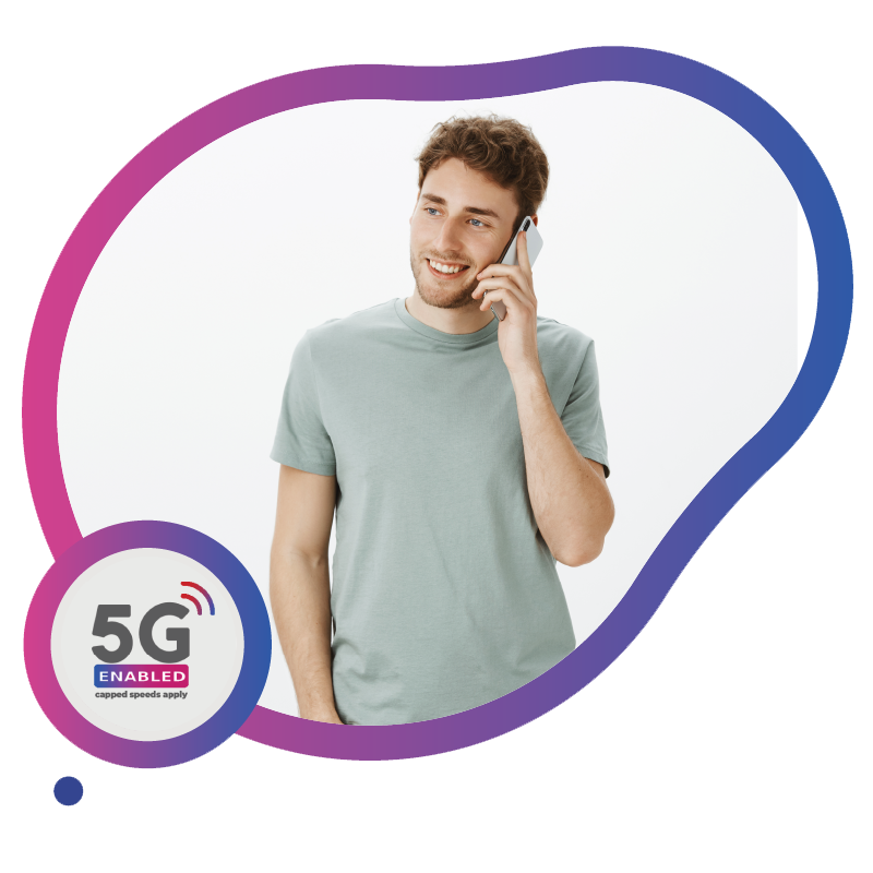 A man standing symbolizing modern 5G connectivity and technological advancements in mobile infrastructure.